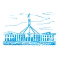 Canberra, Australia. Parliament House. Vector illustration