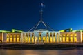 Parliament House illuminated at night, Canberra, Australia