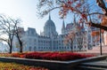 Parliament of Hungary, morning in Budapest, city autumn landscape Royalty Free Stock Photo