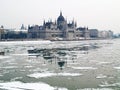Parliament of Hungary and the river of Danube Royalty Free Stock Photo