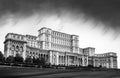 Parliament Palace Bucharest Romania black and white Royalty Free Stock Photo