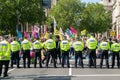 PARLIAMENT SQUARE, LONDON/ENGLAND- 1 September 2020: Police blockade on the first day of two weeks of Extinction Rebellion protest
