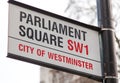 Parliament square road sign