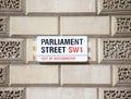 Parliament street sign