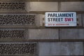 Parliament Street, sign on wall, London, UK