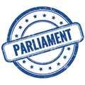 PARLIAMENT text on blue grungy round rubber stamp