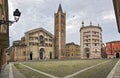 Parma Cathedral Baptistery in empty dome square, Emilia Romagna Italy Royalty Free Stock Photo