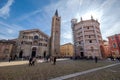 Parma central square with main church and monument Royalty Free Stock Photo