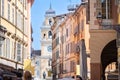 Parma City Center, via Farini and the Central Square: Piazza Garibaldi, Italy Royalty Free Stock Photo