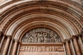 Parma, detail of the portal of the baptistery, Duomo square, Emilia Romagna, Italy Royalty Free Stock Photo