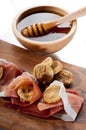 Parma ham dried fig and honey Royalty Free Stock Photo