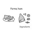 Parma ham icon. Italian smoked pork meat tradition gourmet food simple vector illustration