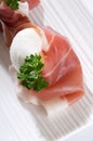Parma ham and mozzarella Royalty Free Stock Photo