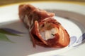 Parma ham roulade at the cheese Royalty Free Stock Photo