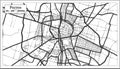 Parma Italy City Map in Black and White Color in Retro Style. Outline Map