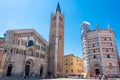 PARMA, ITALY, 13 JUNE 2021 Main square of Parma with the Cathedral and the Baptistery Royalty Free Stock Photo