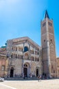 PARMA, ITALY, 13 JUNE 2021 Main square of Parma with the Cathedral and the Baptistery Royalty Free Stock Photo