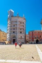 PARMA, ITALY, 13 JUNE 2021 Main square of Parma with the Cathedral and the Baptistery Royalty Free Stock Photo