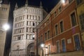 Parma Italy by night: cathedral square Royalty Free Stock Photo