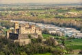 Parma Italy Torrechiara castle aerial view of Castello di Torrechiara in Emilia Romagna panorama Italian Castles Royalty Free Stock Photo