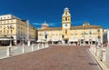 Parma, Italy: View of The Governor`s Palace and monument of Giuseppe Garibaldi