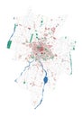 Parma map. Detailed map of Parma city administrative area. Cityscape urban panorama