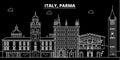 Parma silhouette skyline. Italy - Parma vector city, italian linear architecture, buildings. Parma travel illustration