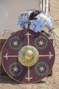 Parma type ancient roman shield and armour Royalty Free Stock Photo