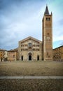 Parma, view of the romanic cathedral and the bell tower in the duomo square, Italy