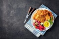 Parmesan breaded chicken breast cutlets, flat lay Royalty Free Stock Photo