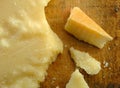 Parmesan Cheese Chunks Close up on Wood