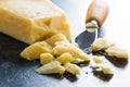 Parmesan cheese with knife Royalty Free Stock Photo