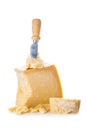 Parmesan cheese or parmigiano reggiano isolated on white background