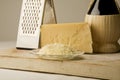 Parmesan cheese with wine. Royalty Free Stock Photo