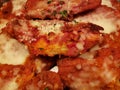 parmesan style fried chicken pieces with melted cheese, traditional Italian food