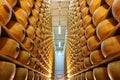 Parmigiano Reggiano cheese, a typical italian dairy product, phases of the processing