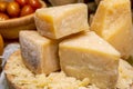 Parmigiano-Reggiano Cheese Wedge. Authentic Italian Hard Cheese. Royalty Free Stock Photo