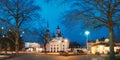 Parnu, Estonia. Night View Of Estonian Apostolic Orthodox Parnu