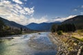 Paro Chuu River on a Nice Day, Paro city, Bhutan