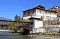 Paro Rinpung Dzong, The traditional Bhutan palace with wooden br Royalty Free Stock Photo