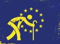 An aging Europe,European Union flag,grunge stylized.