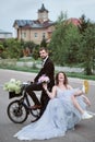 Parody and funny bride and groom. Happy wedding day Royalty Free Stock Photo