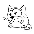 Parody little cat character animal illustration cartoon contour coloring
