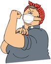 Parody of Rosie the Riveter wearing a face mask