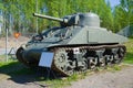 M4 `Sherman` - American tank of the period of World War II in the tank museum. Parola, Finland