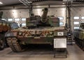 Parola, Finland - May 2, 2019: Tank Museum in the city of Parola. German tank Leopard 2 A 4