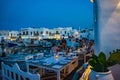 PAROS, CYCLADES, GREECE - JUNE 2018: Iconic view from the picturesque seaside village of Naousa on the island of Paros, Cyclades,