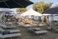 Paros, Greece 11 August 2015. Famous Punda beach with local people and tourists enjoying their summer vacations. Royalty Free Stock Photo