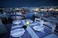 Paros, Greece, September 13, 20018, Beautiful table set in a restaurant in the port of Naoussa