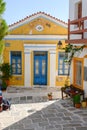 Colorful Greek architecture in Lefkes village on Paros Island, Cyclades, Greece Royalty Free Stock Photo